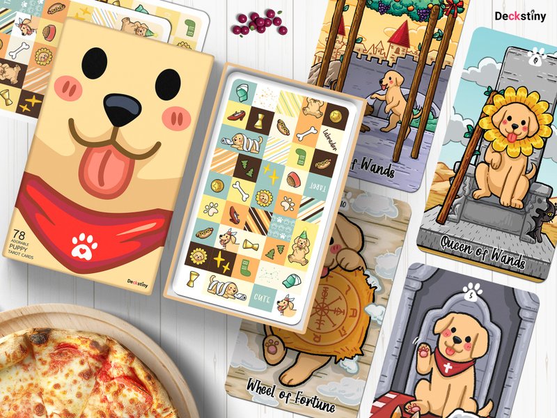 78pcs Labradorable Tarot - 卡片/明信片 - 紙 金色