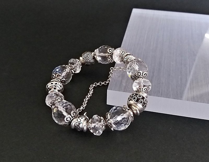 純亮 - 天然白水晶純銀手鍊  香港自家設計 - 手鍊/手環 - 寶石 白色