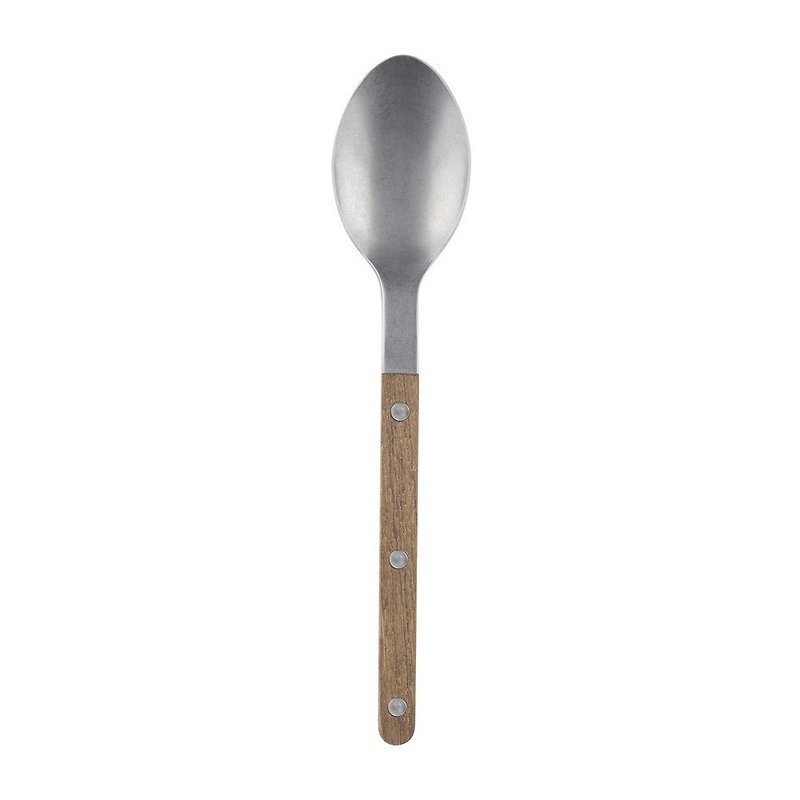 Sabre Paris-Bistrot Vintage Bistro - Matte Stainless Steel Main Meal Spoon - Teak - ช้อนส้อม - โลหะ สีกากี