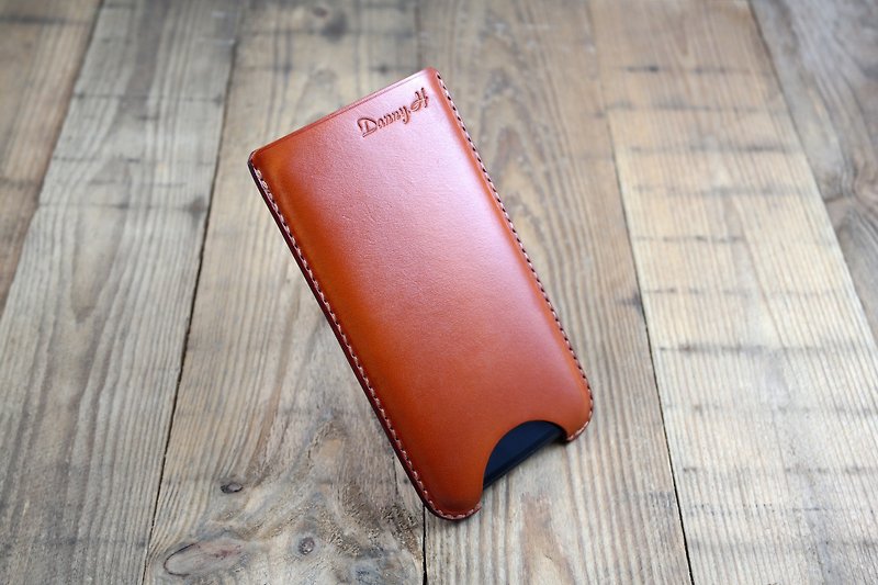 APEE Leather Handmade ~ Plastic Phone Case ~ plain tea ~ (iphone X) - Phone Cases - Genuine Leather Brown