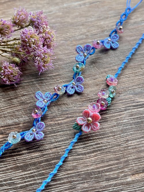 織心手作Macrame 藍空島櫻-碧璽編織設計手環