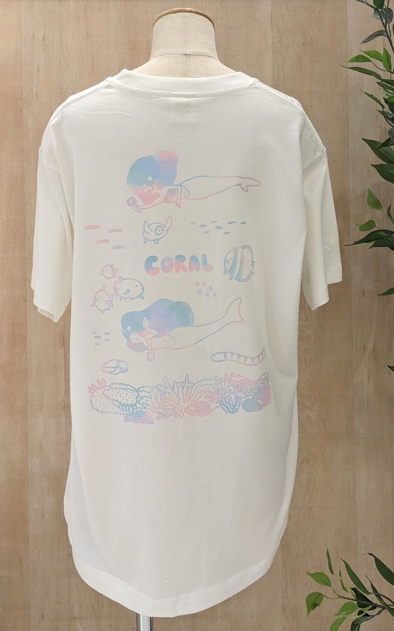 オーガニックコットンTシャツ coral - 女 T 恤 - 棉．麻 白色