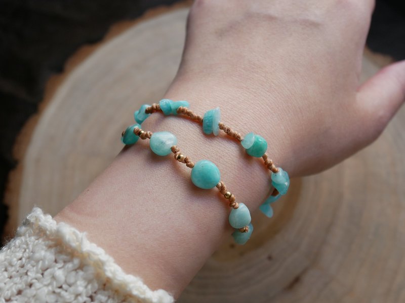 ~Senman Series~ Stone l Wax thread weaving l Bracelet l Customized model D7 - Bracelets - Crystal Green