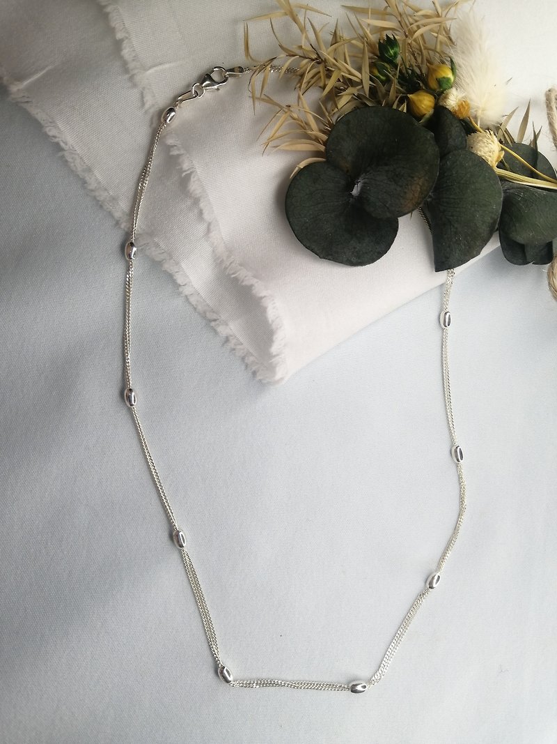 Minimalist clavicle chain sterling silver necklace, versatile for single wear and pendant, gift for personal use - สร้อยคอ - เงินแท้ สีเงิน