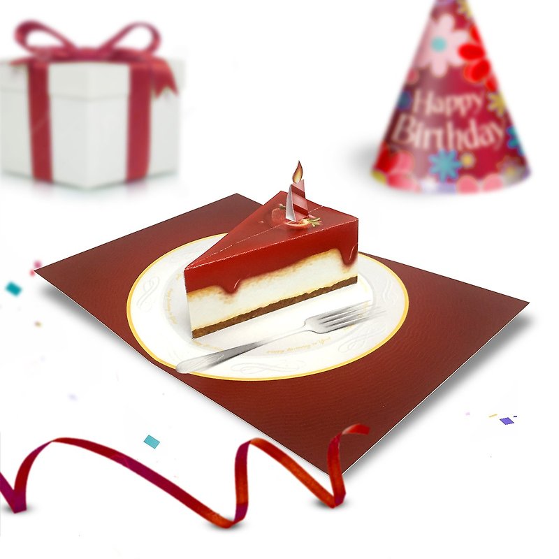 Strawberry Cheesecake Birthday Card | Birthday Pop Up Card | Happy Birthday Card - 卡片/明信片 - 紙 