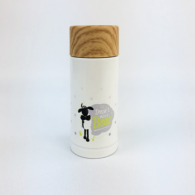 Shaun The Sheep License - Wood Cover Thermos (White) - Other - Other Metals White