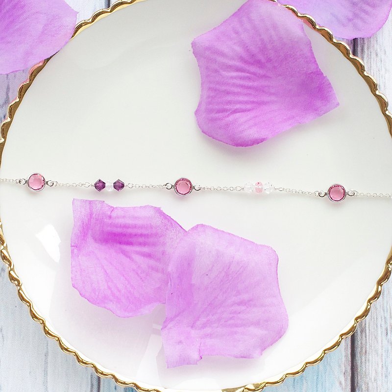 Austrian Crystal rose round bracelet - Bracelets - Gemstone Pink