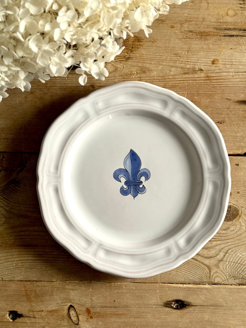 40610-Rare French Henriot Quimpet Antique Plate Iris Ornament 22 cm - Plates & Trays - Porcelain 