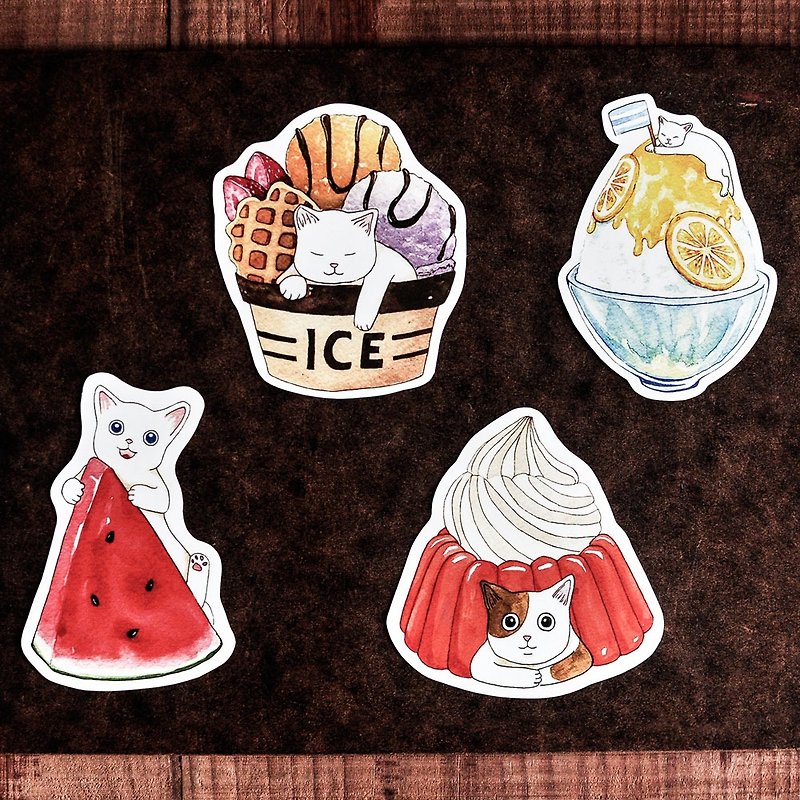 Cat Food Sticker / Watermelon / Ice Cream / Jelly / Ice - Sticker - Stickers - Paper Multicolor