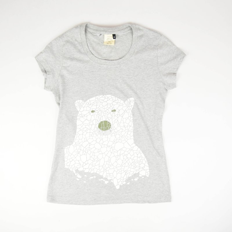 Organic Cotton Top female version of the polar bear Organic T-shirt _ fair trade - เสื้อยืดผู้หญิง - ผ้าฝ้าย/ผ้าลินิน สีเทา