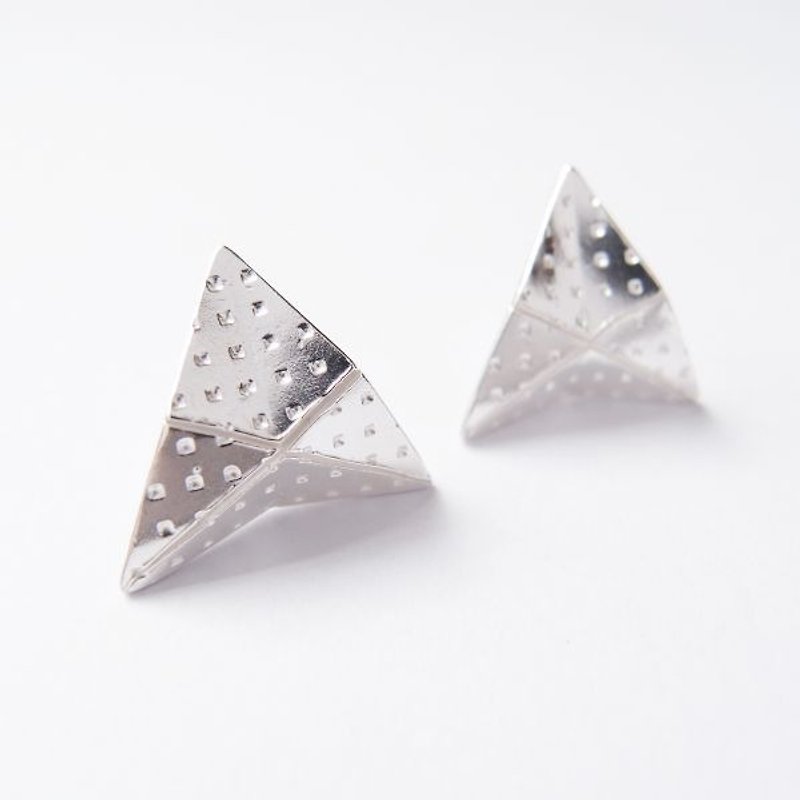 Folding Series 1 925 Silver Earrings - ต่างหู - โลหะ สีเงิน