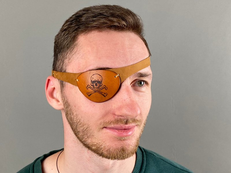 Leather Eye Patch, Eye Patch, Man Eye Patch, Woman Eye Patch, Brown Eye Patch, S - 眼罩 - 真皮 透明