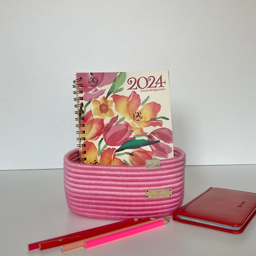 KOTTOSH ART Soft pink storage basket 19 cm x 9 cm x 17 cm
