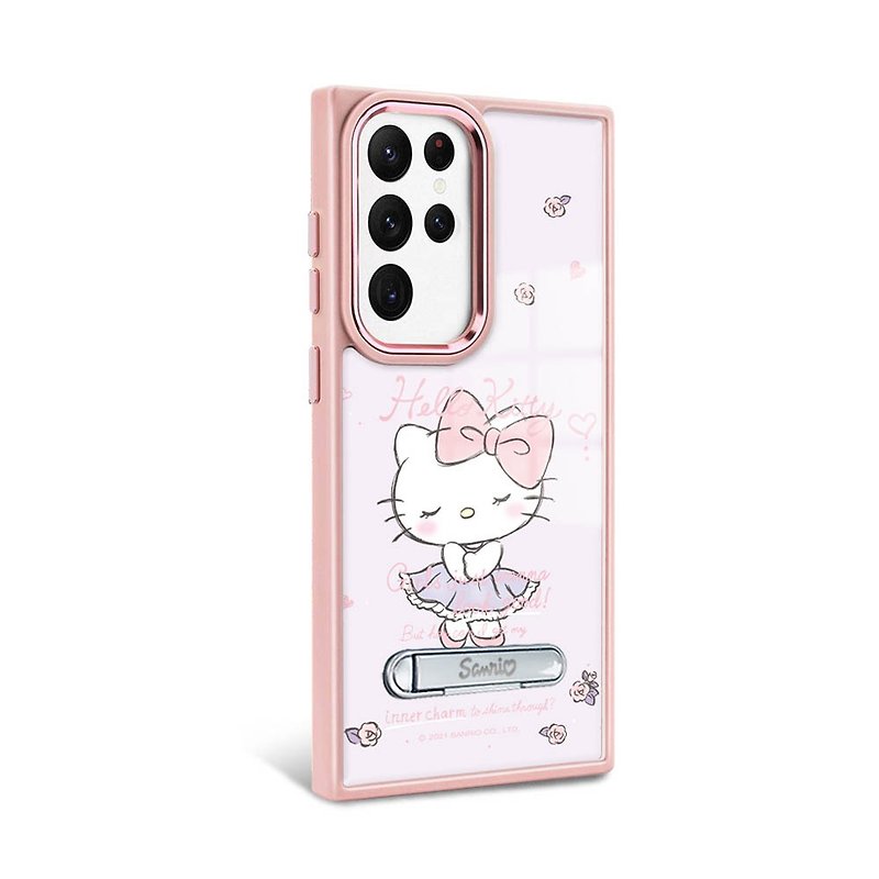 Sanrio S24/S23 series military standard anti-fall aluminum alloy lens frame stand-Wenya Katie-Pink Frame - Phone Cases - Other Materials Multicolor