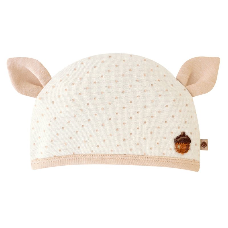 [SISSO organic cotton] milk tea small pine cone double knitted baby hat - หมวกเด็ก - ผ้าฝ้าย/ผ้าลินิน ขาว