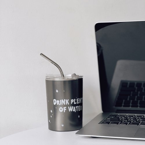 卜A杯 boeibei 水珠磨砂灰 保溫隨行杯 300ml 贈環保不鏽鋼吸管