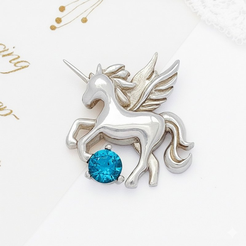 獨家原創設計 手工製 925純銀項鍊 飛馬獨角獸項鍊 拓帕石 托帕石 - 項鍊 - 純銀 