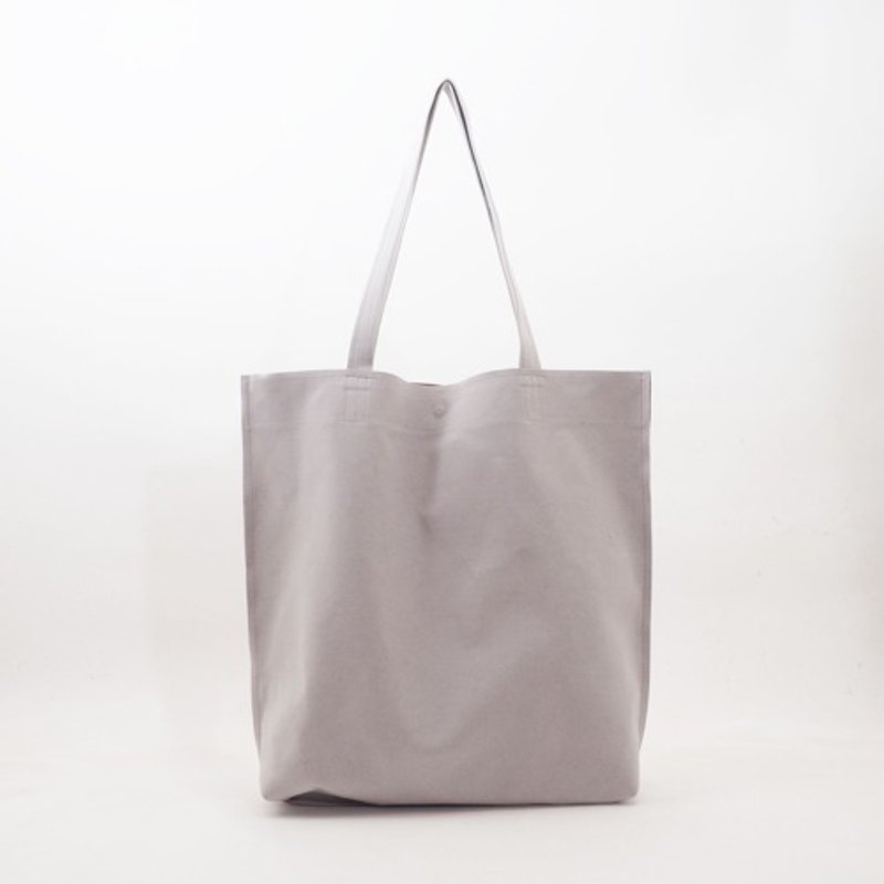 double handle tote（ライトグレー×ピンク）/人工皮革/ユニセックス/T076 - 手提包/手提袋 - 真皮 