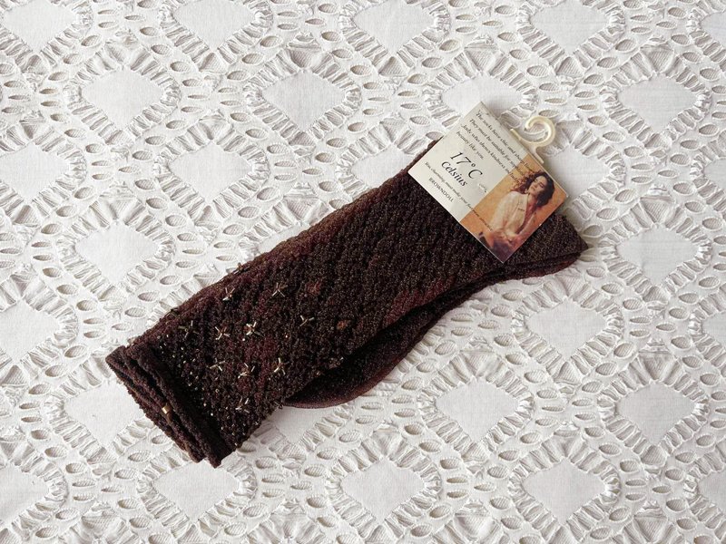 80s Japanese Vintage Deadstock Women Nylon SOCKS, original package, see through - 襪子 - 其他材質 咖啡色