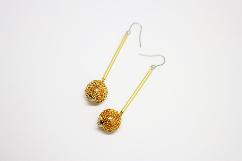 Disco迪斯可 復古黃銅造型耳環 - 耳環/耳夾 - 其他金屬 金色