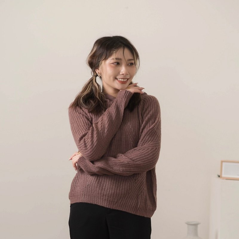 Maohai hooded knitted four-color - สเวตเตอร์ผู้หญิง - เส้นใยสังเคราะห์ สีนำ้ตาล