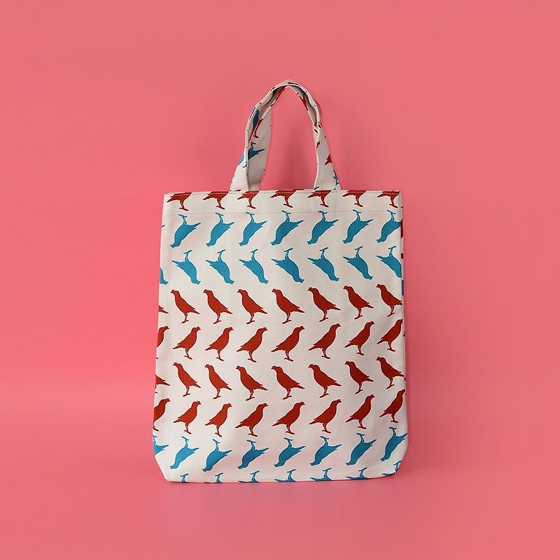Simple Urban Hand Bag / Crested Myna No.5 / Old Building Pink - กระเป๋าแมสเซนเจอร์ - ผ้าฝ้าย/ผ้าลินิน 