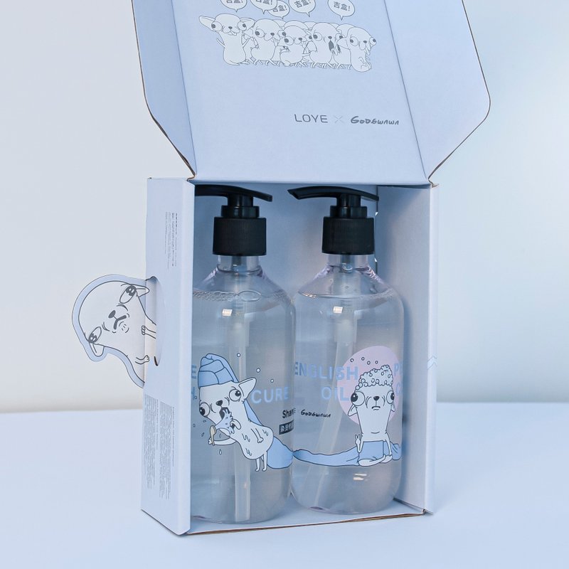 [LOYE Leyan] Wash and Mud Co-branded Gift Box Ajihuan Hair Wash and Brightening Set (50% off on short-term products) - Shampoos - Other Materials Blue