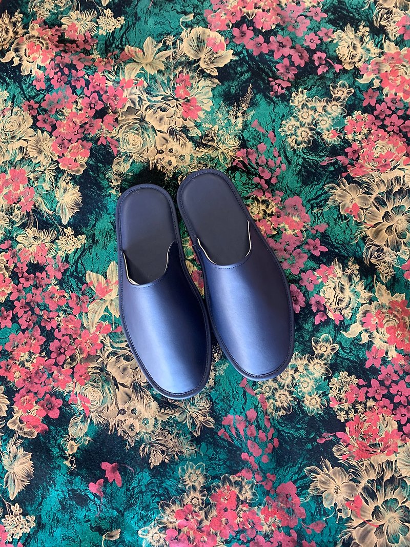 [Liang Xu Leather Art] Genuine leather slippers/indoor slippers/cowhide/original design - Indoor Slippers - Genuine Leather Blue