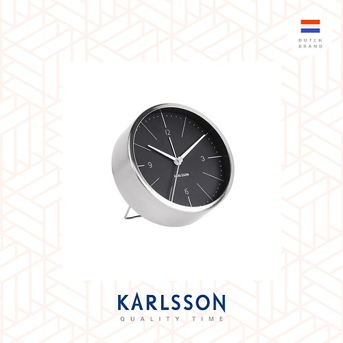 Ur Lifestyle 荷蘭Karlsson, Alarm clock Normann brushed steel black