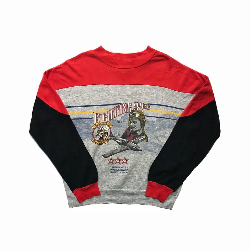 Vintage Flighting 32nd Sweatshirt 古著拼色接袖衛衣 - 中性衛衣/T 恤 - 壓克力 多色