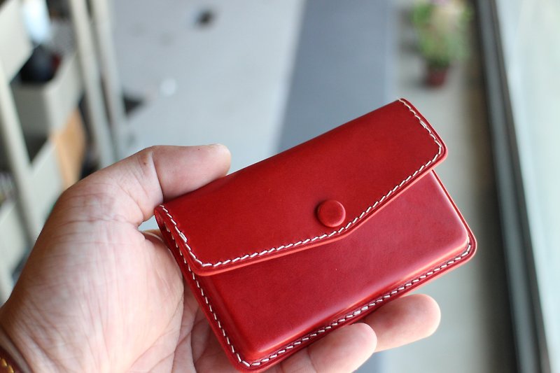 Handmade Leather Card Holder 02 Leather Business Card Holder (16CH02) - Card Holders & Cases - Genuine Leather Red