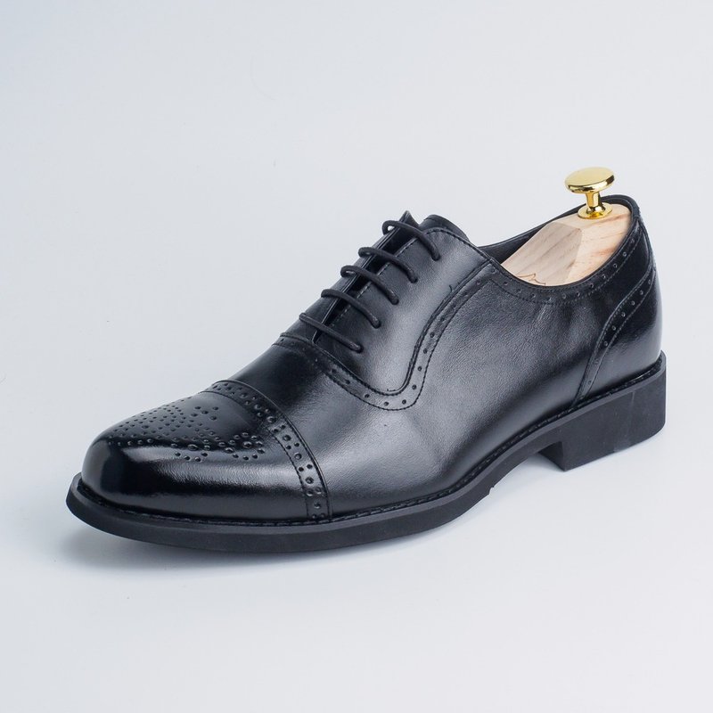 Ultra-lightweight and comfortable cross-decorated carved Oxford shoes∣sd02k Monarch Black - รองเท้าอ็อกฟอร์ดผู้ชาย - หนังแท้ สีดำ