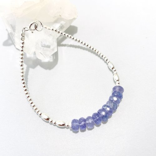 Ops手工飾品設計 Ops Tanznite handmade elegant silver bracelet - 丹泉石/純銀