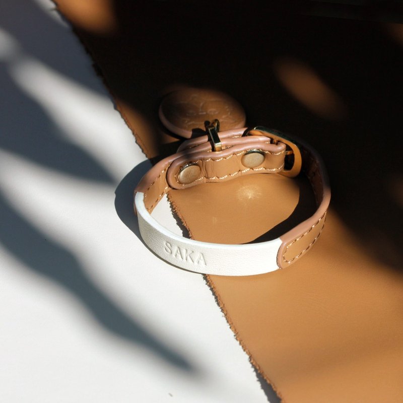 Skin Soft Leather Thin Pet Collar with Name | Personalized Cat Collar Dog Collar - 項圈/牽繩 - 真皮 咖啡色