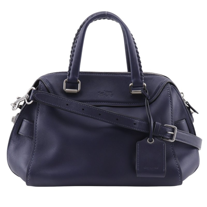 【日本直送】コーチ COACH エース サッチェル ハンドバッグ 2WAYショルダー 37017 レザー 紺 レディース【中古】 - 手提包/手提袋 - 真皮 藍色