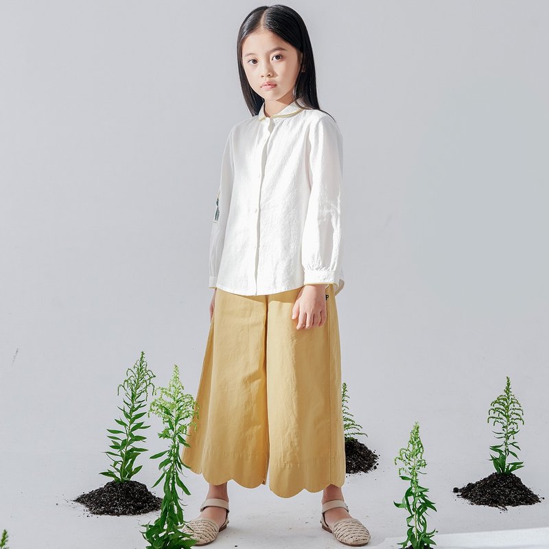BIR童裝 | 九分刺繡寬褲(現貨黑色) - 男/女童裝 - 棉．麻 黑色