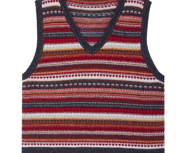 KOOW FairIsle Fair Isle Knit Vest Classic Vintage Jacquard V-neck