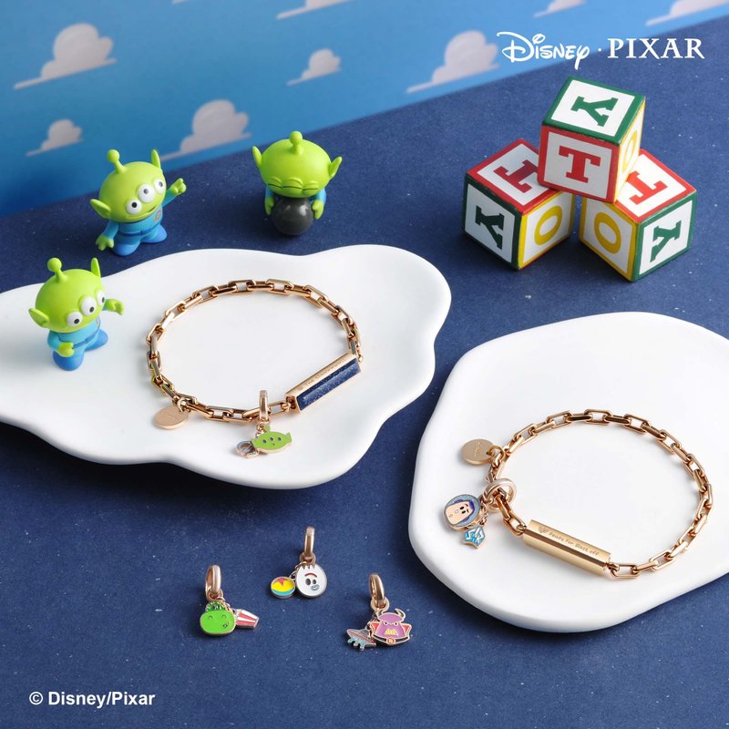 Pixar Toy Story Customized Box Chain (Gemstone) Bracelet (3 Colours) - สร้อยข้อมือ - โลหะ สีทอง