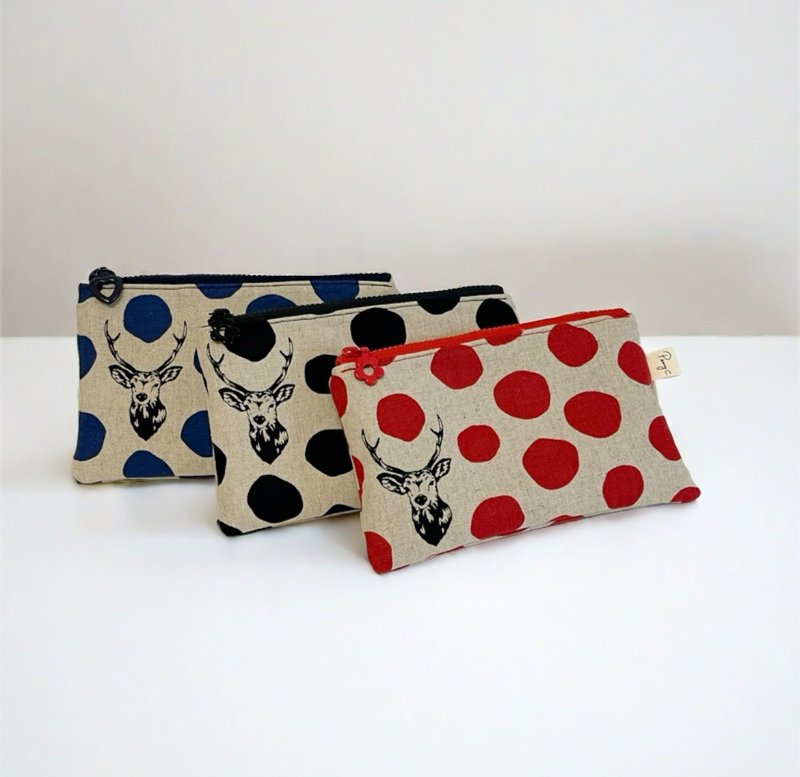 Japanese cloth-cute little elk - Coin Purses - Cotton & Hemp Red