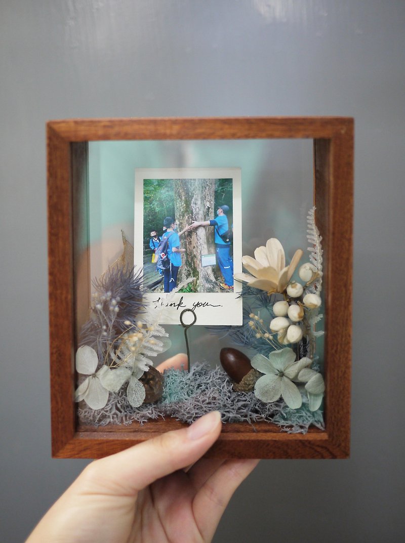 [Graduation Gift] Dried Flower Photo Frame Gift Box | Mist Blue - กรอบรูป - พืช/ดอกไม้ 