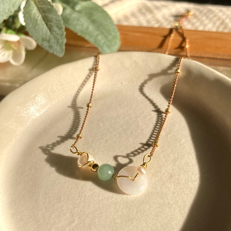 Laolin Grocery | Ping An Jade Pearl Necklace - สร้อยคอ - หยก สีเขียว