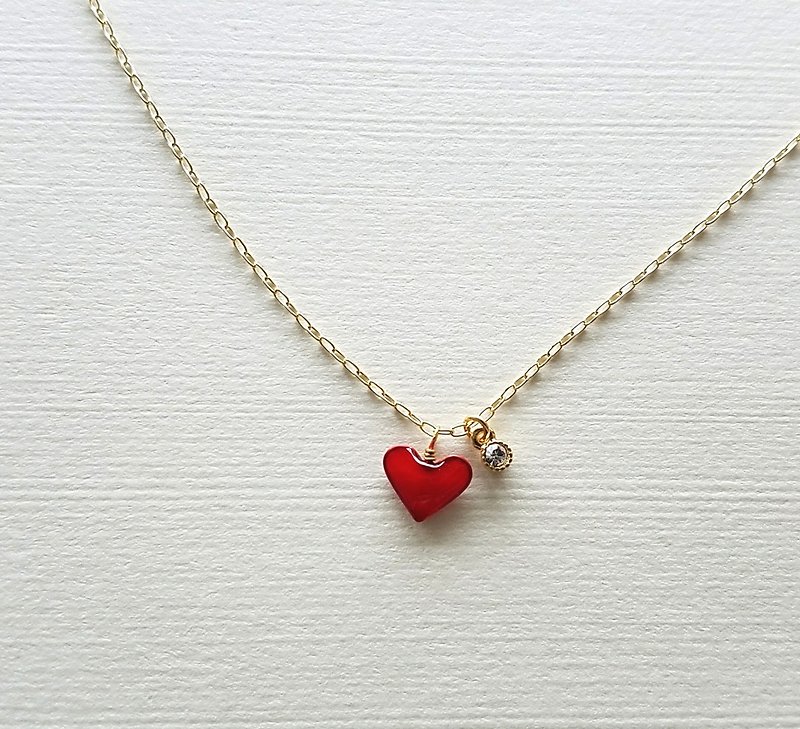 plump red heart & bijou necklace - Necklaces - Resin Red