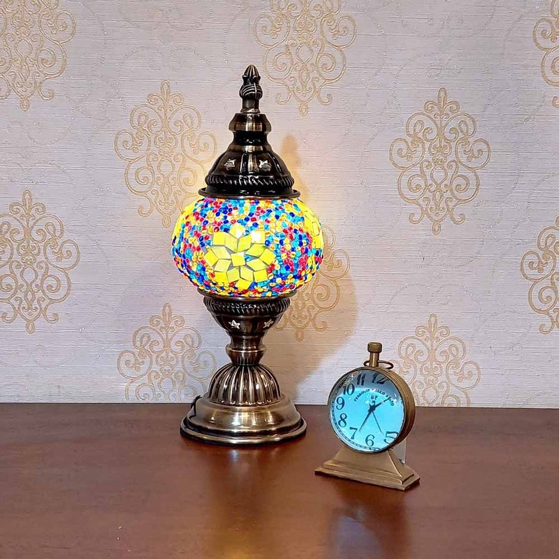 【DREAM LIGHTS】Turkish style mosaic collage small table lamp thick glass mosaic table lamp - Lighting - Colored Glass Multicolor