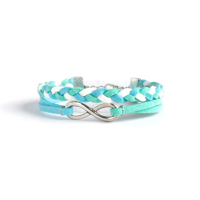 Handmade Double Braided Infinity Bracelets–colorful marshmallow - สร้อยข้อมือ - วัสดุอื่นๆ สีน้ำเงิน