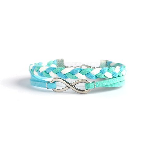Anne Handmade Bracelets 安妮手作飾品 Infinity 永恆 手工製作 雙手環-棉花糖色系 藍綠 限量