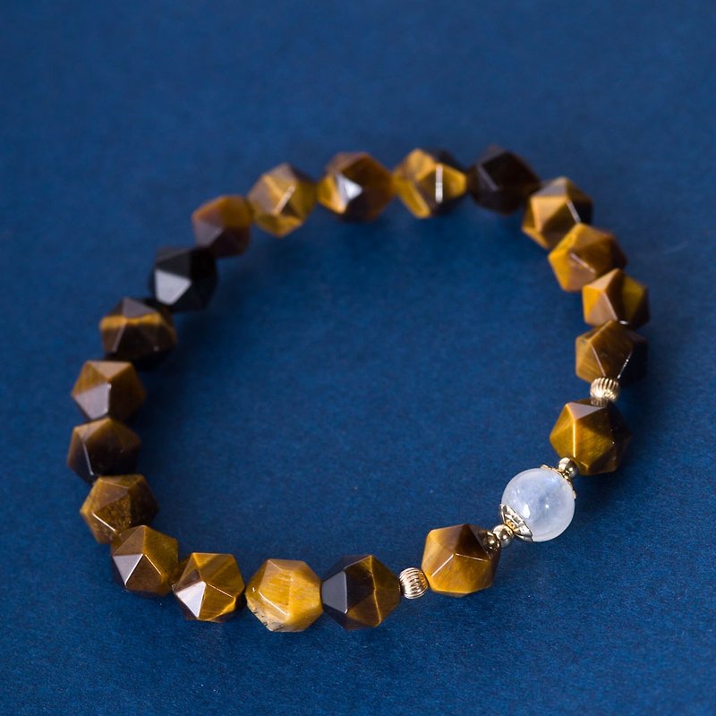 Tigers Eye Stone, Moonstone, 14K Gold Filled Findings Bracelet - สร้อยข้อมือ - คริสตัล สีนำ้ตาล