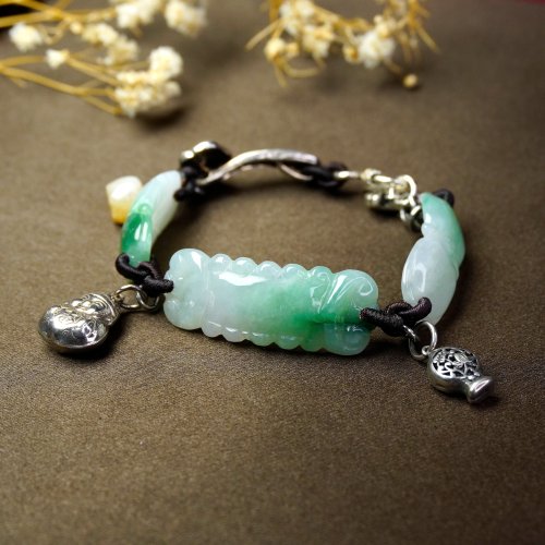瓔珞珠寶盒 E.L.Jewelry Box 飄陽綠翡翠如意設計款手鍊 | 天然緬甸玉翡翠A貨 | 送禮