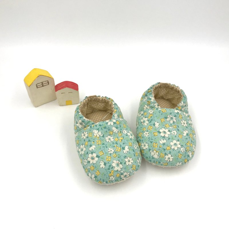 Fresh little flowers (green bottom) - preliminary shoes/growth shoes/walking shoes - Baby Shoes - Cotton & Hemp Green