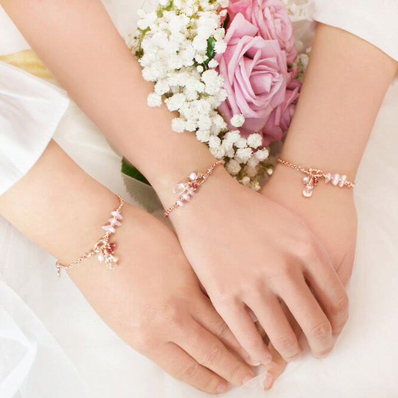 2Incoming bridesmaid gift*Rose White Crystal Purple Spodum Pure Love Bracelet_Sister gift custom engraving - Bracelets - Gemstone 