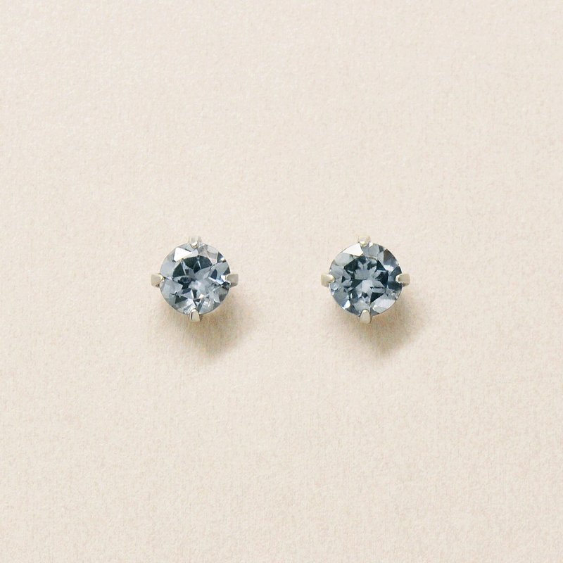 【Second Earrings】 鉑金灰色尖晶石耳環 - 耳環/耳夾/耳骨夾 - 貴金屬 